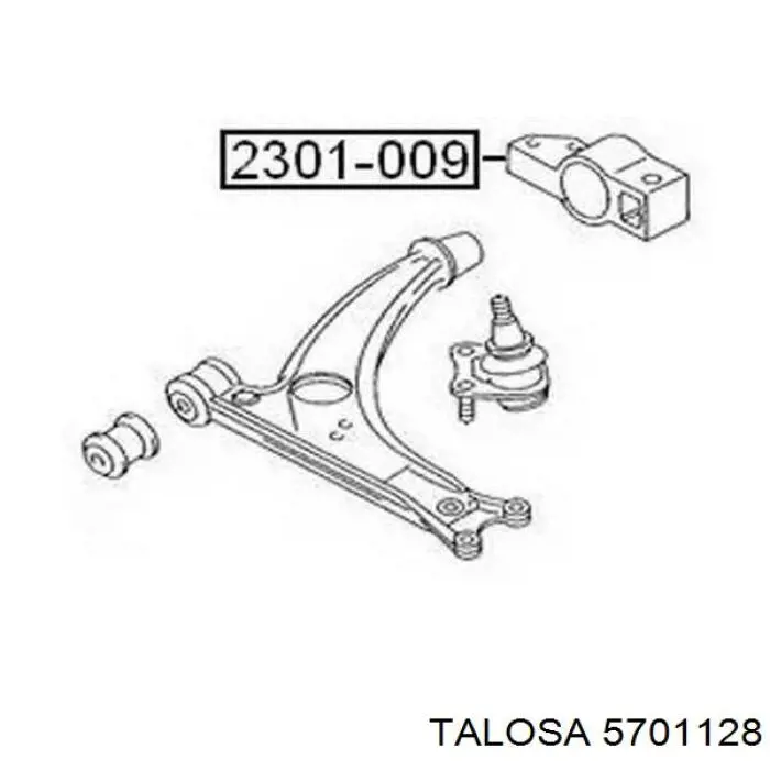 Silentblock przedniego wahacza dolnego 5701128 Talosa