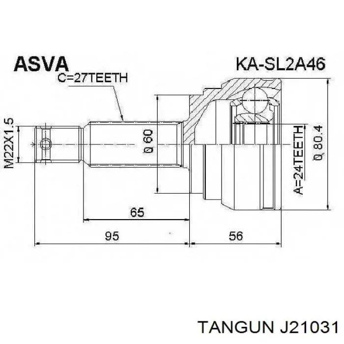 J21031 Tangun przegub homokinetyczny przedni zewnętrzny