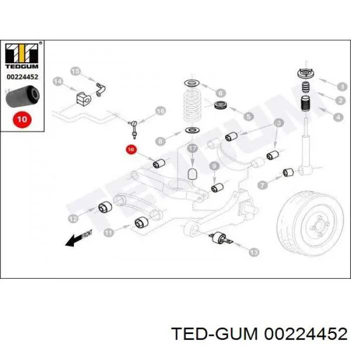 Silentblock wahacza tylnego dolnego Ted-gum 00224452 cena, od 8,08 USD