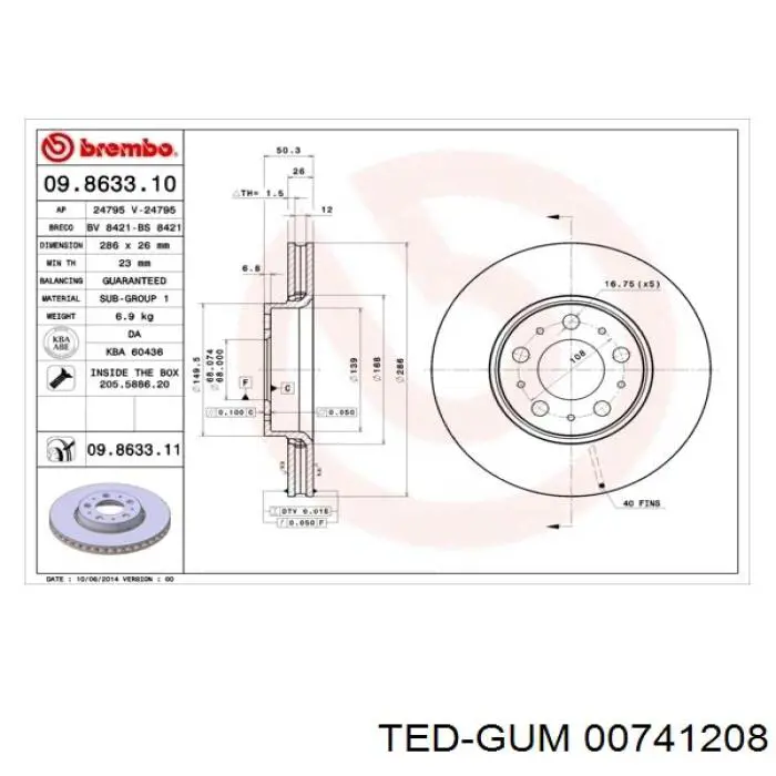 Tuleja stabilizatora przedniego Ted-gum 00741208 cena, od 11,81 USD