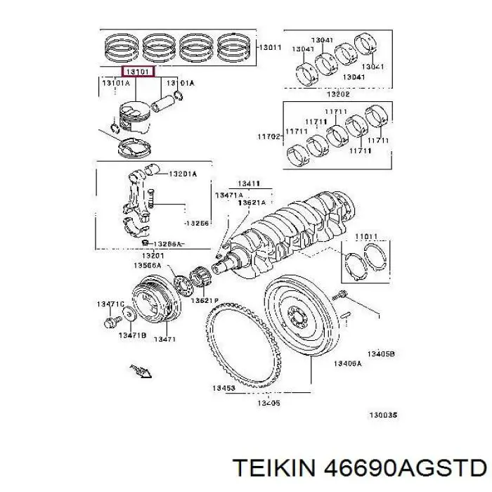 46690AGSTD Teikin Tłok (komplet na silnik), STD