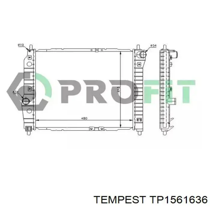 Chłodnica silnika Tempest TP1561636 cena, od 61,50 USD