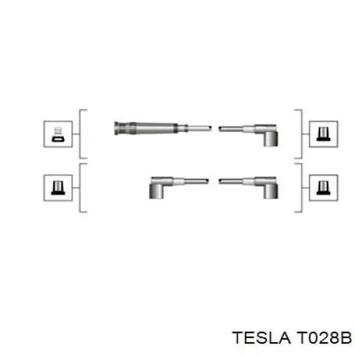 T028B Tesla Zestaw przewodów wysokiego napięcia