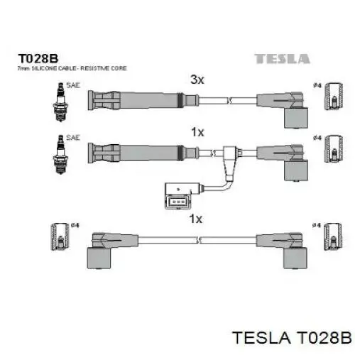 Zestaw przewodów wysokiego napięcia Tesla T028B cena, od 59,15 USD