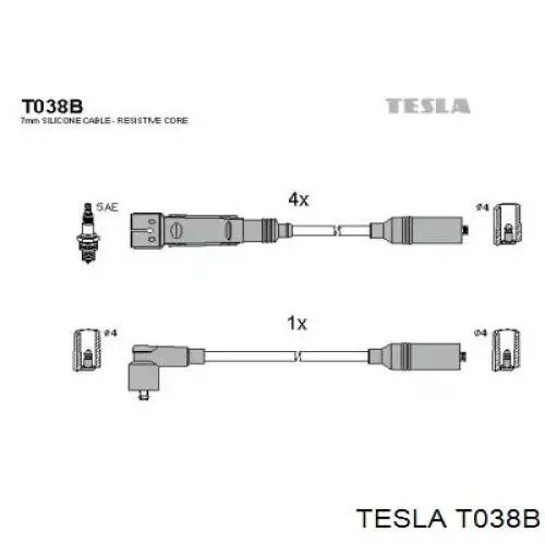 Zestaw przewodów wysokiego napięcia Tesla T038B cena, od 37,06 USD