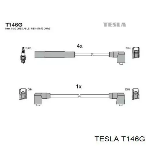 T146G Tesla Zestaw przewodów wysokiego napięcia