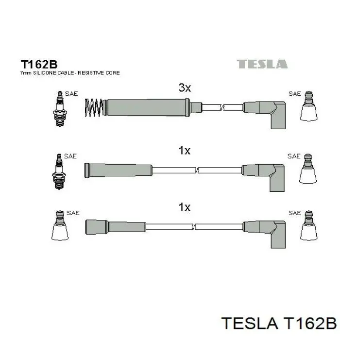 T162B Tesla Zestaw przewodów wysokiego napięcia