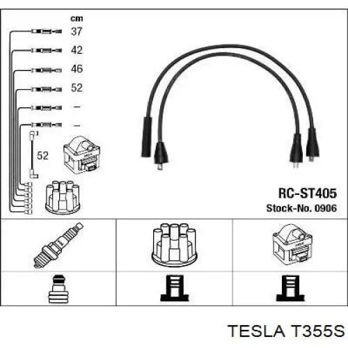 Zestaw przewodów wysokiego napięcia Tesla T355S cena, od 15,44 USD