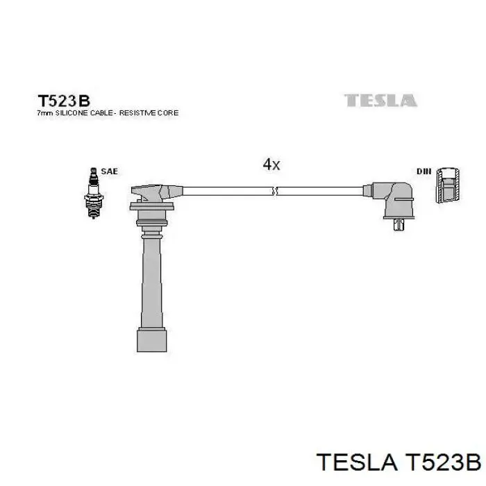 T523B Tesla Zestaw przewodów wysokiego napięcia