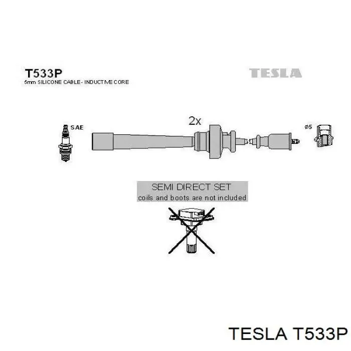 T533P Tesla Zestaw przewodów wysokiego napięcia