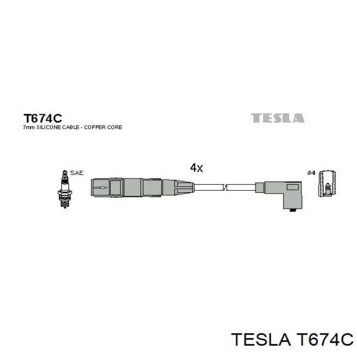 Zestaw przewodów wysokiego napięcia Tesla T674C cena, od 37,47 USD