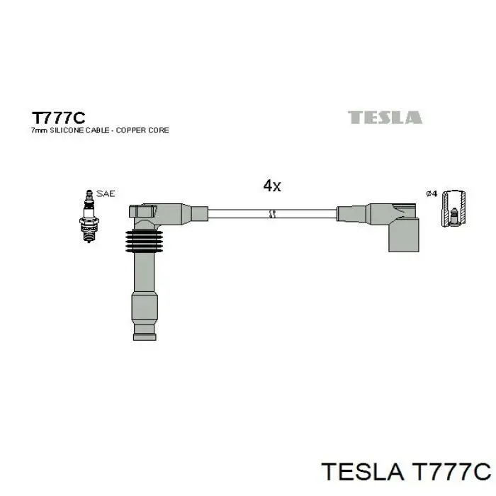 T777C Tesla Zestaw przewodów wysokiego napięcia
