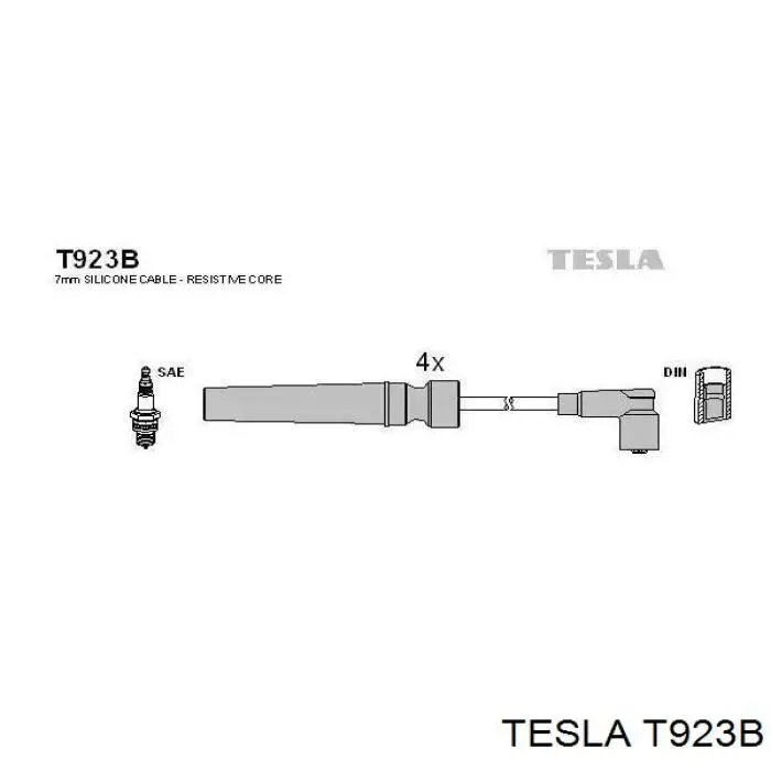 T923B Tesla Zestaw przewodów wysokiego napięcia