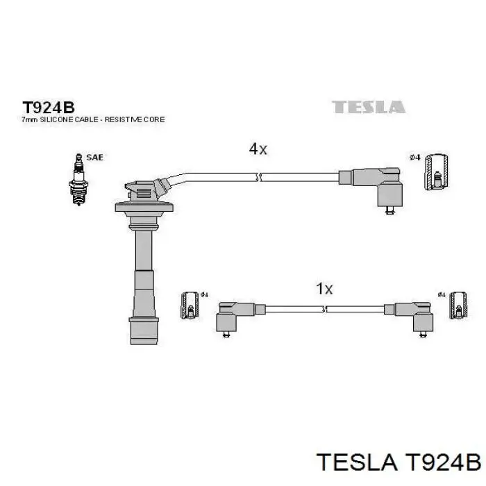 Zestaw przewodów wysokiego napięcia Tesla T924B cena, od 54,64 USD