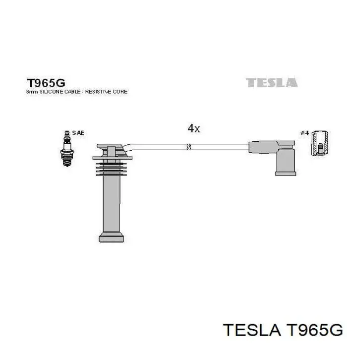 T965G Tesla Zestaw przewodów wysokiego napięcia