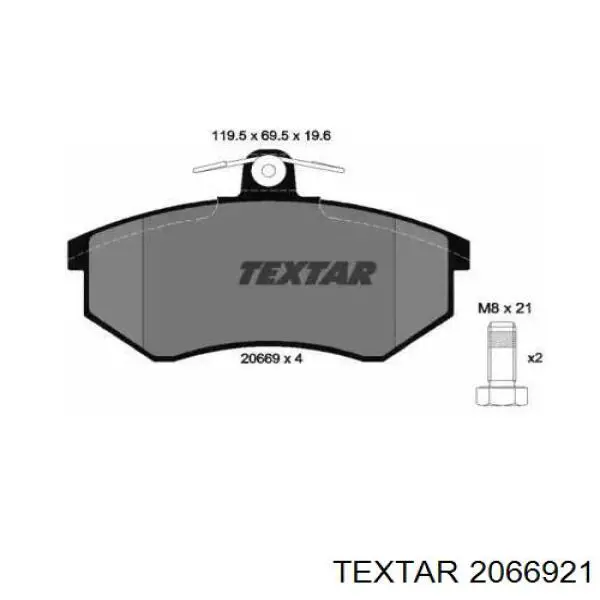 Klocki hamulcowe przednie tarczowe Textar 2066921 cena, od 22,45 USD