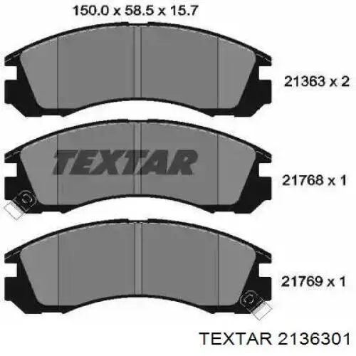 Klocki hamulcowe przednie tarczowe Textar 2136301 cena, od 26,19 USD