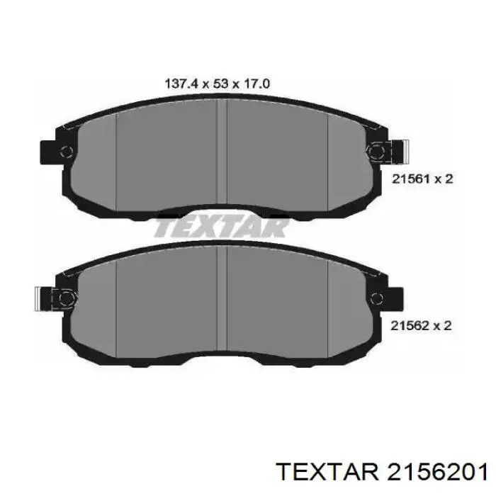 Klocki hamulcowe przednie tarczowe Textar 2156201 cena, od 29,02 USD