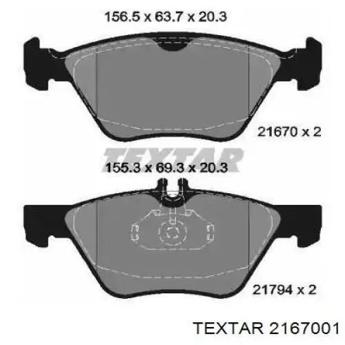 Klocki hamulcowe przednie tarczowe Textar 2167001 cena, od 26,97 USD