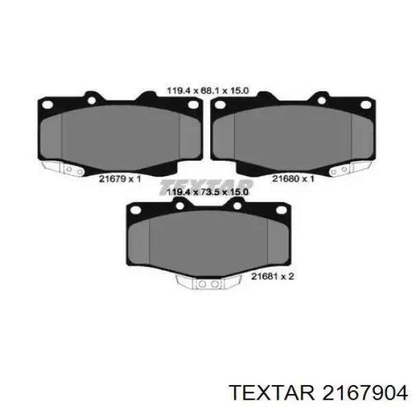 Klocki hamulcowe przednie tarczowe Textar 2167904 cena, od 24,57 USD