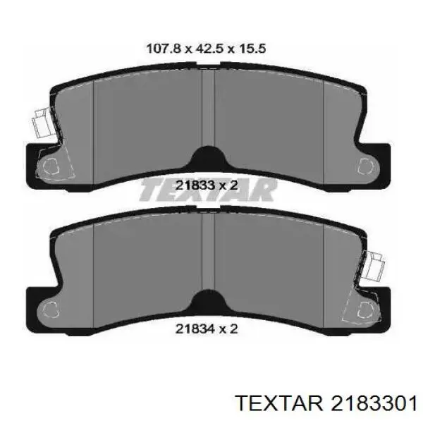 Okładziny (klocki) do hamulców tarczowych tylne Textar 2183301 cena, od 48,38 USD