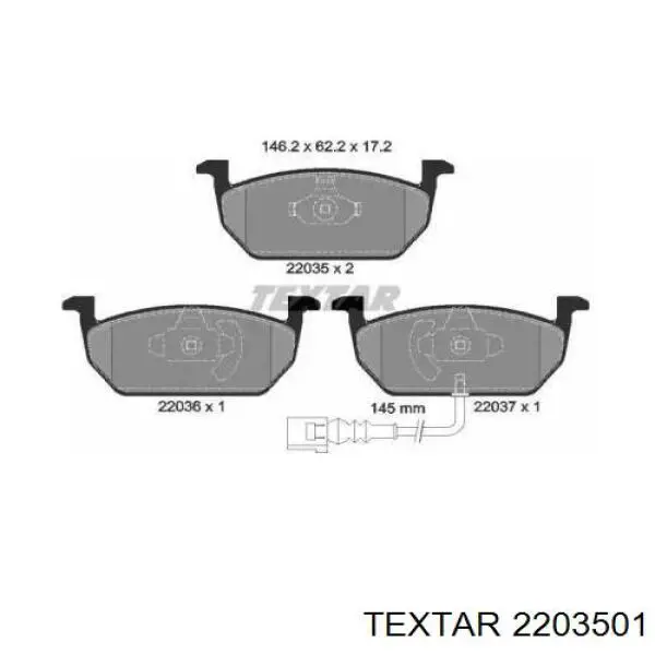 2203501 Textar Klocki hamulcowe przednie tarczowe