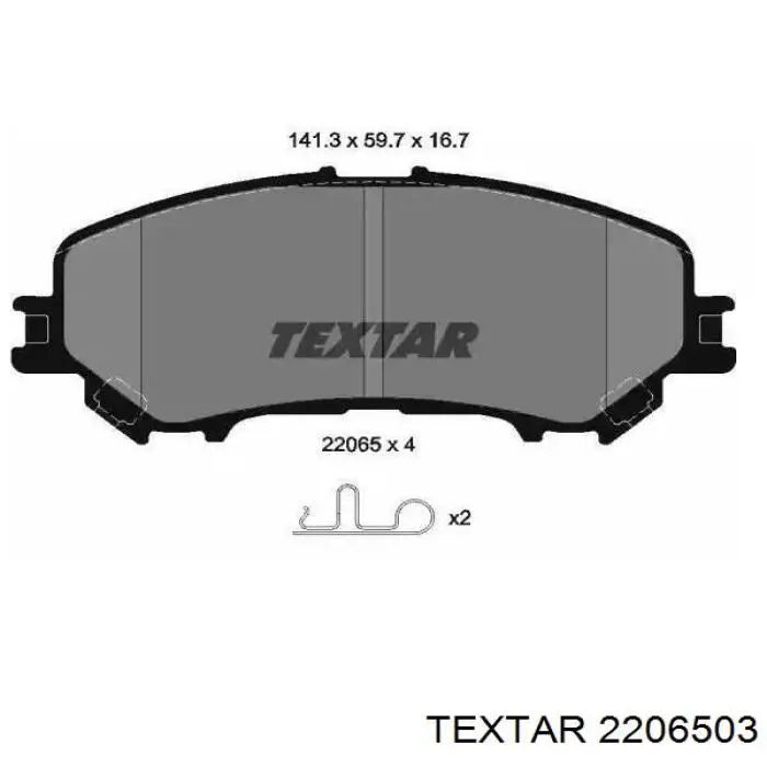 2206503 Textar klocki hamulcowe przednie tarczowe