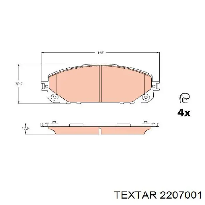 Klocki hamulcowe przednie tarczowe Textar 2207001 cena, od 41,85 USD