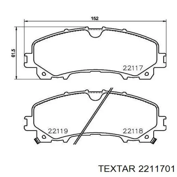 Klocki hamulcowe przednie tarczowe Textar 2211701 cena, od 35,66 USD