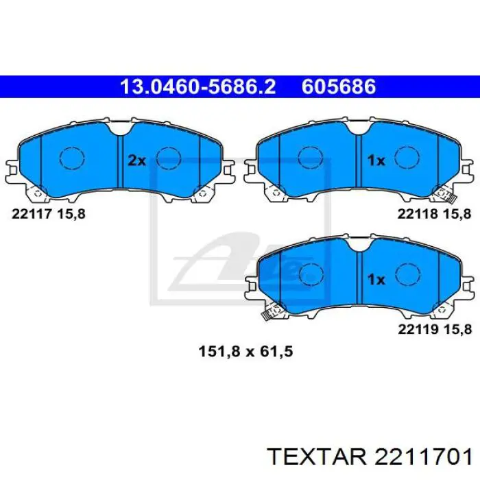 Do koszyka 2211701 Textar Klocki hamulcowe przednie tarczowe
