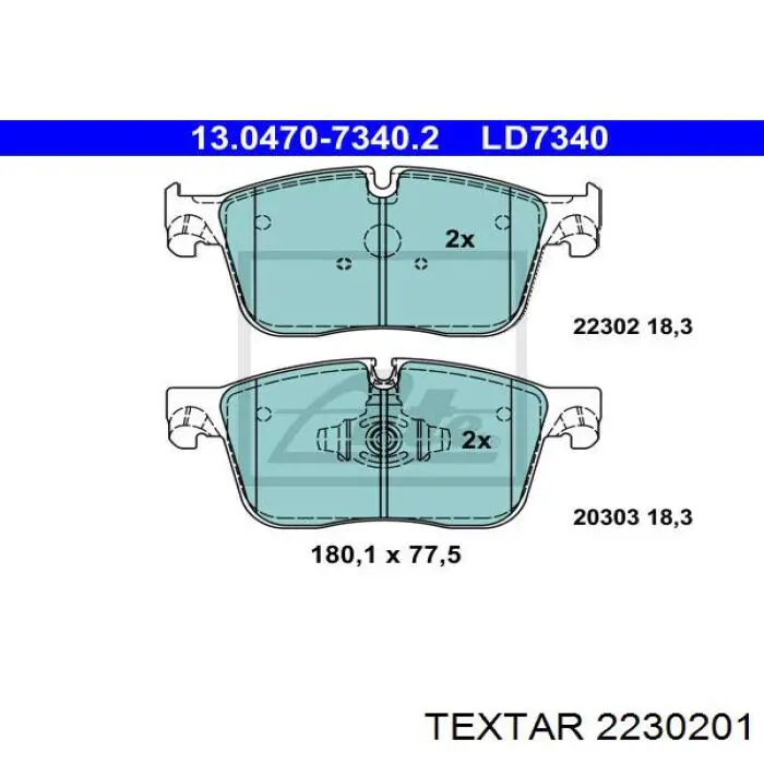 Klocki hamulcowe przednie tarczowe Textar 2230201 cena, od 58,18 USD