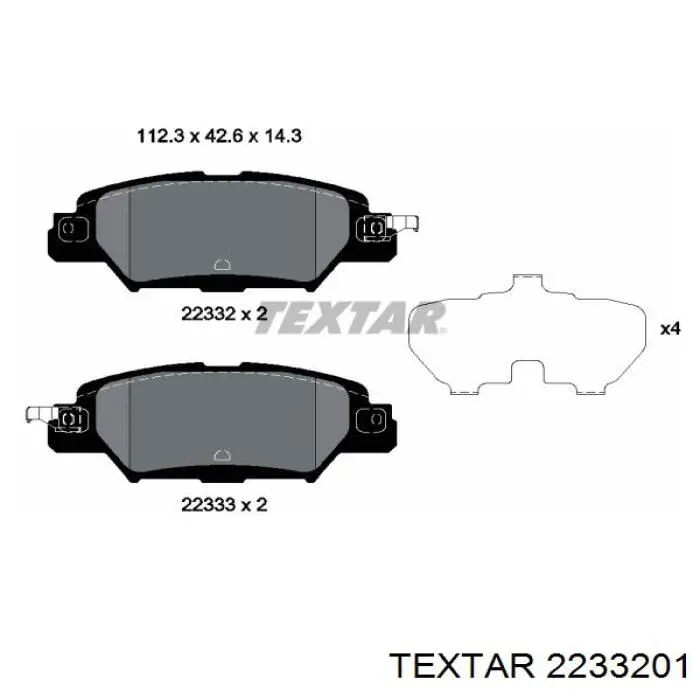 Okładziny (klocki) do hamulców tarczowych tylne Textar 2233201 cena, od 26,82 USD