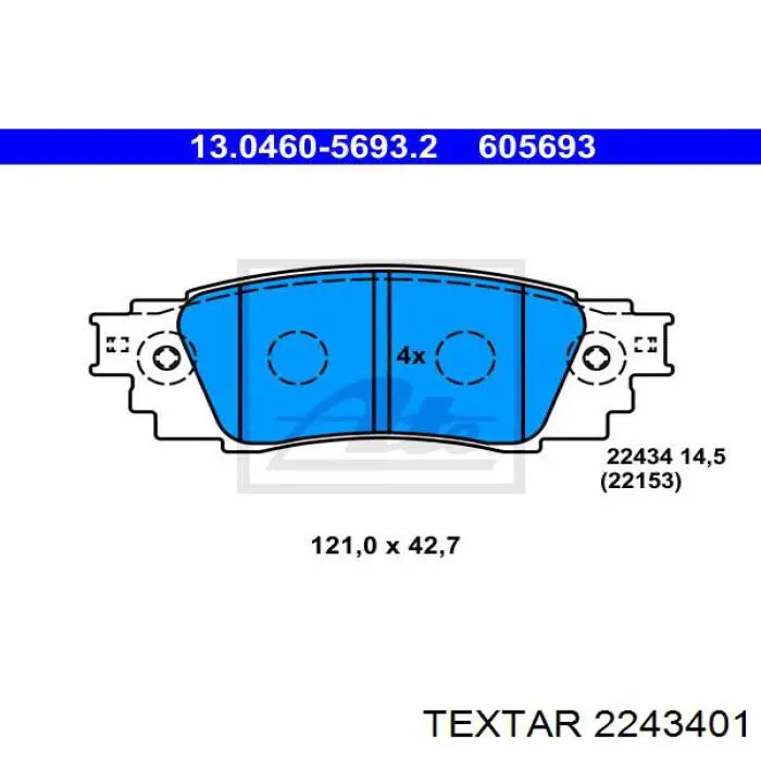 2243401 Textar Okładziny (klocki) do hamulców tarczowych tylne