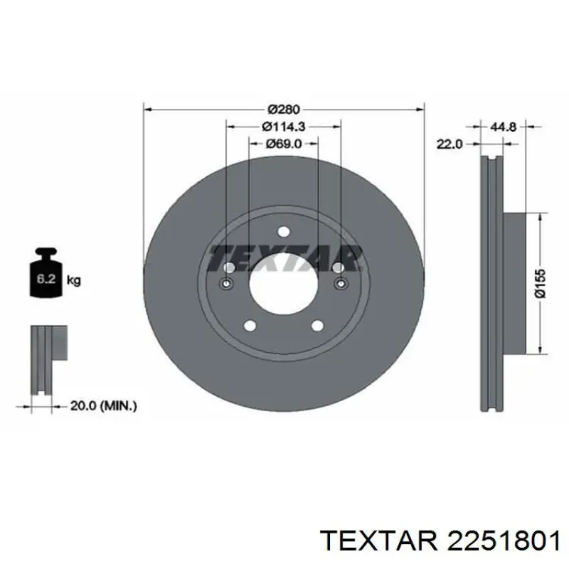 2251801 Textar Klocki hamulcowe przednie tarczowe