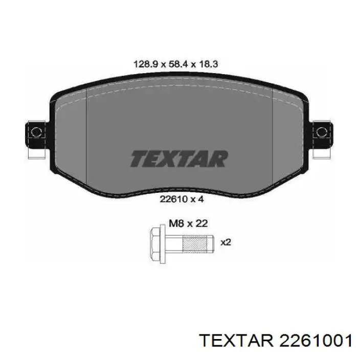 2261001 Textar Klocki hamulcowe przednie tarczowe