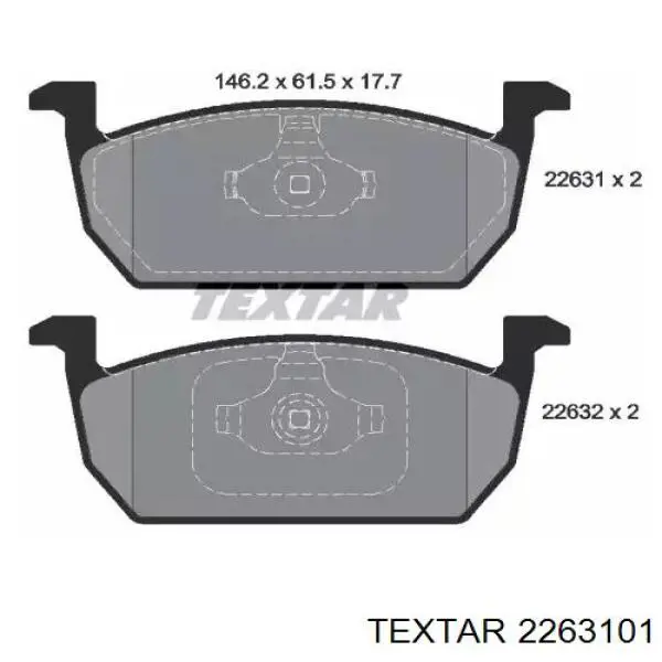 2263101 Textar klocki hamulcowe przednie tarczowe