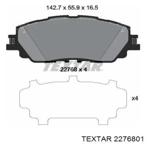 2276801 Textar Klocki hamulcowe przednie tarczowe