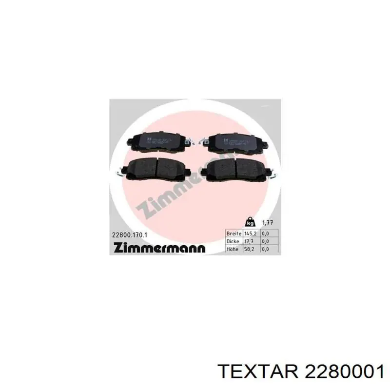 Klocki hamulcowe przednie tarczowe Textar 2280001 cena, od 38,96 USD