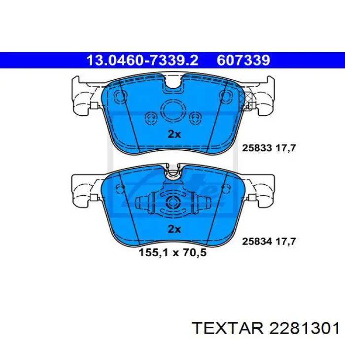 Klocki hamulcowe przednie tarczowe Textar 2281301 cena, od 39,85 USD