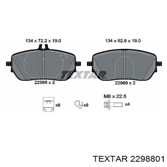 2298801 Textar Klocki hamulcowe przednie tarczowe
