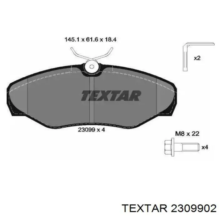 Klocki hamulcowe przednie tarczowe Textar 2309902 cena, od 26,64 USD