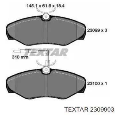 Klocki hamulcowe przednie tarczowe Textar 2309903 cena, od 39,18 USD