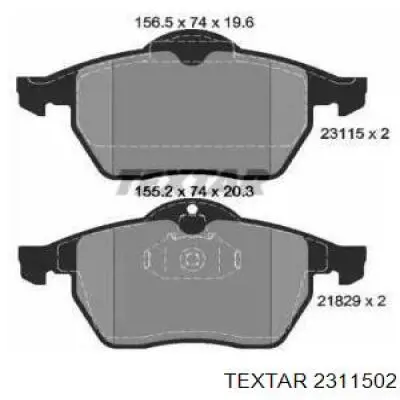 Klocki hamulcowe przednie tarczowe Textar 2311502 cena, od 23,18 USD
