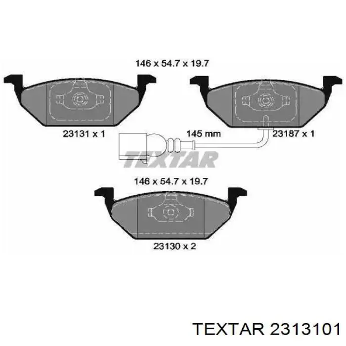Klocki hamulcowe przednie tarczowe Textar 2313101 cena, od 41,28 USD