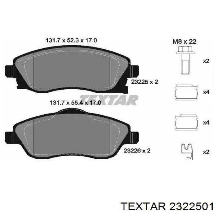 Klocki hamulcowe przednie tarczowe Textar 2322501 cena, od 23,84 USD