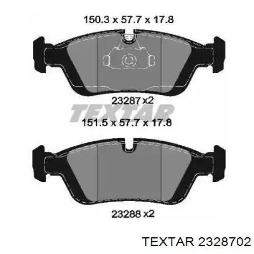 Klocki hamulcowe przednie tarczowe Textar 2328702 cena, od 26,74 USD
