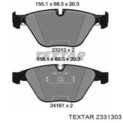 Klocki hamulcowe przednie tarczowe Textar 2331303 cena, od 38,43 USD