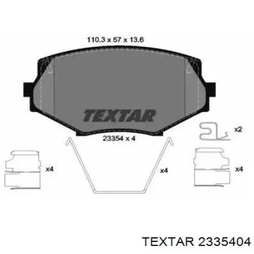 Klocki hamulcowe przednie tarczowe Textar 2335404 cena, od 30,44 USD