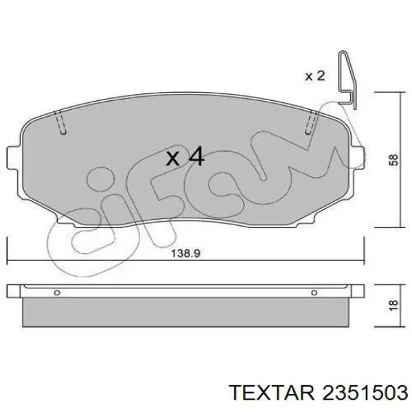 Klocki hamulcowe przednie tarczowe Textar 2351503 cena, od 28,16 USD