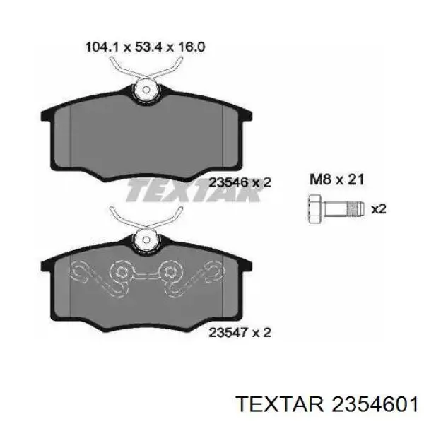 Klocki hamulcowe przednie tarczowe Textar 2354601 cena, od 39,65 USD